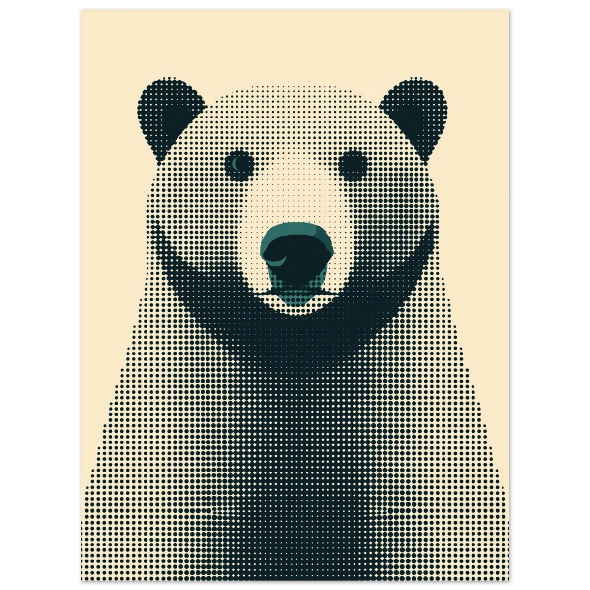 Minimalistisk isbjörnsposter med stiliserade konturer skapade av varierande punkttäthet