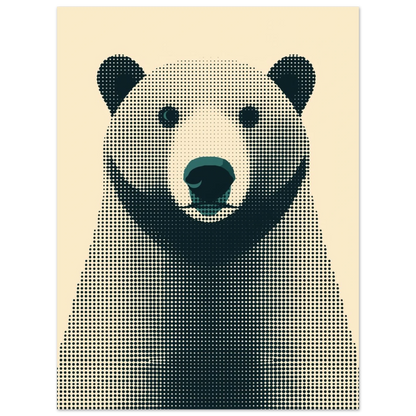 Minimalistisk isbjörnsposter med stiliserade konturer skapade av varierande punkttäthet