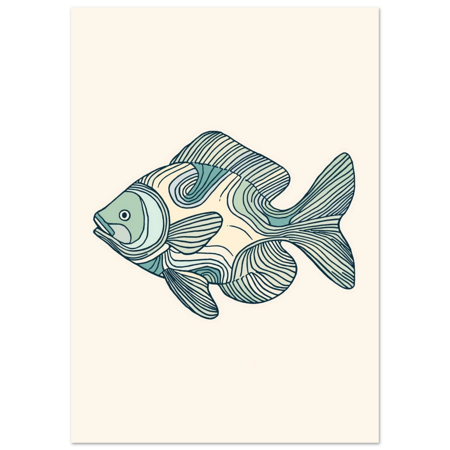 Modern illustration av en fisk skapad av flytande grafiska mönster