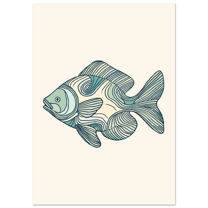 Modern illustration av en fisk skapad av flytande grafiska mönster