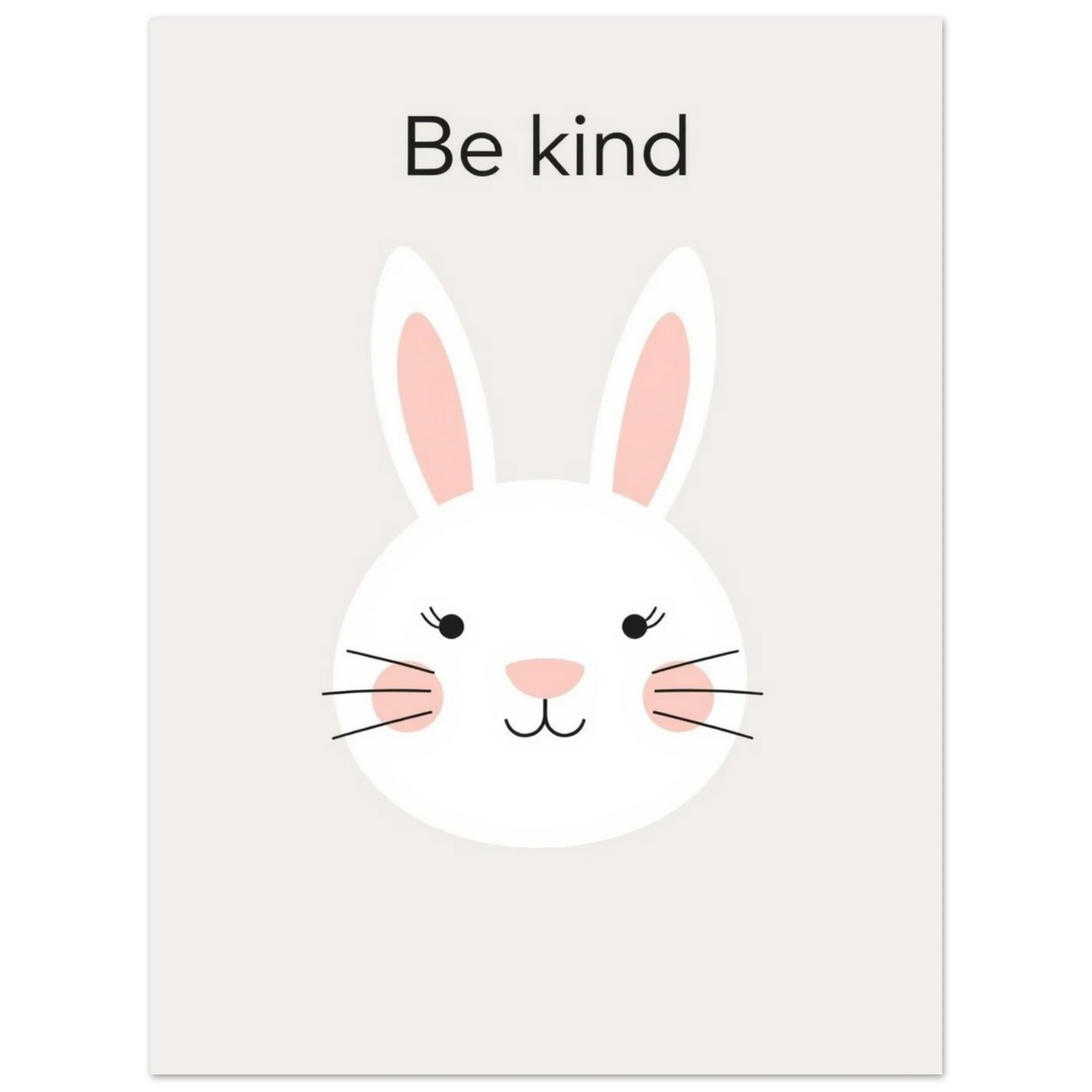 Minimalistisk tavla med en söt kaninillustration på ljusbeige bakgrund