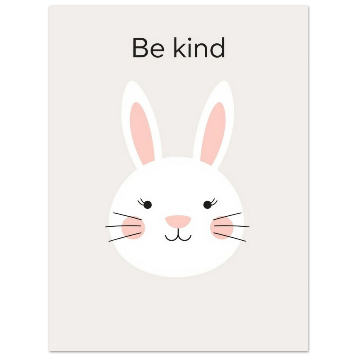 Minimalistisk tavla med en söt kaninillustration på ljusbeige bakgrund