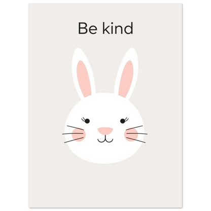 Minimalistisk tavla med en söt kaninillustration på ljusbeige bakgrund