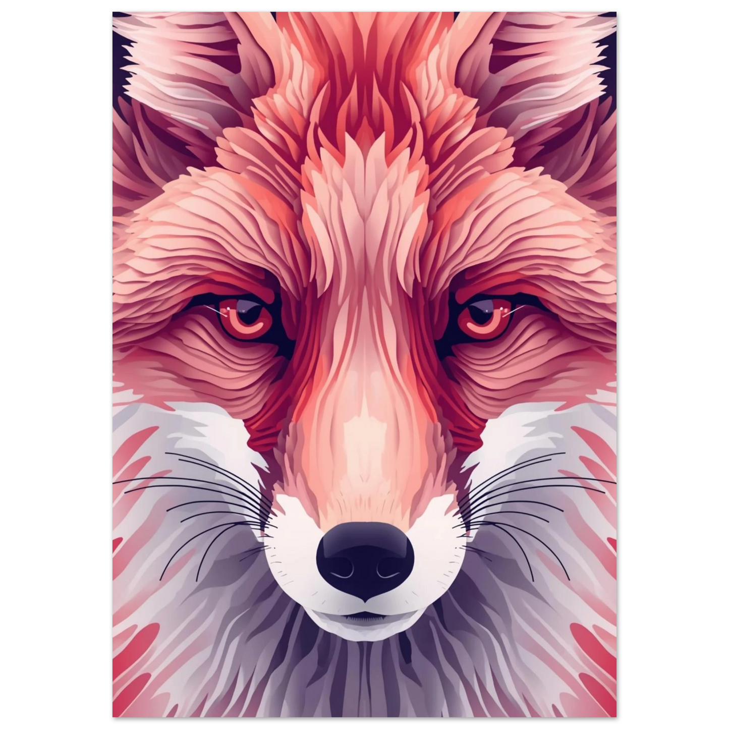 Digital illustration av rävansikte med intensiva bärnstensögon, modern tavla