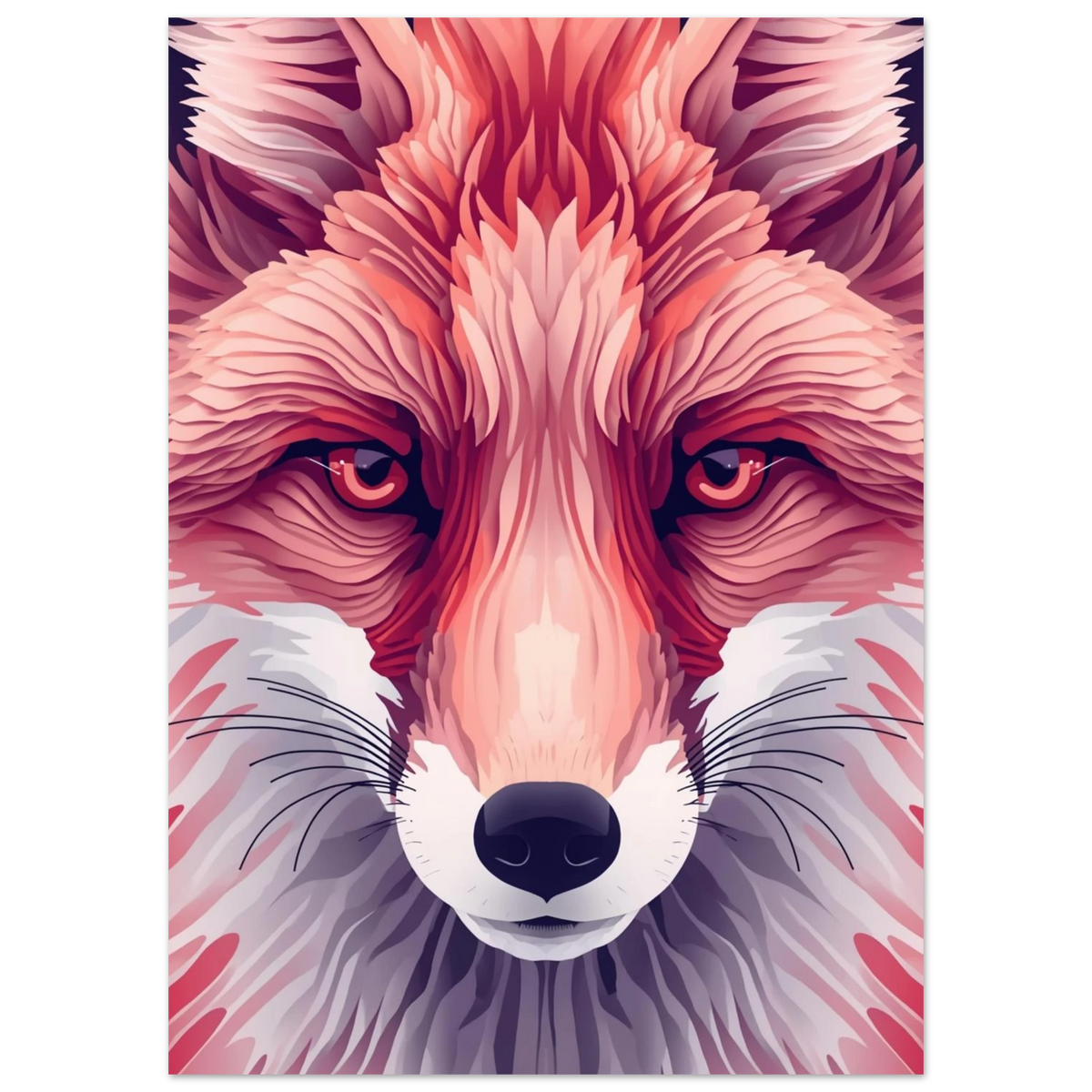 Digital illustration av rävansikte med intensiva bärnstensögon, modern tavla