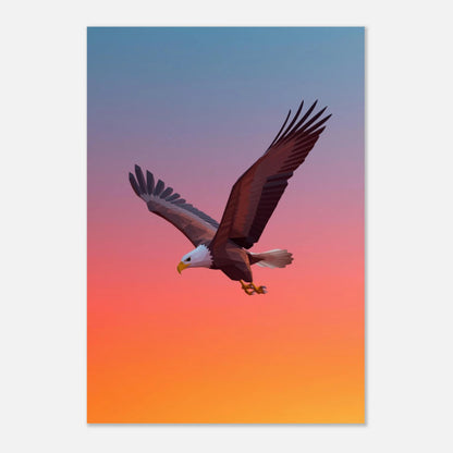 Digital konstposter av en örn i varma orangea och kalla blå toner