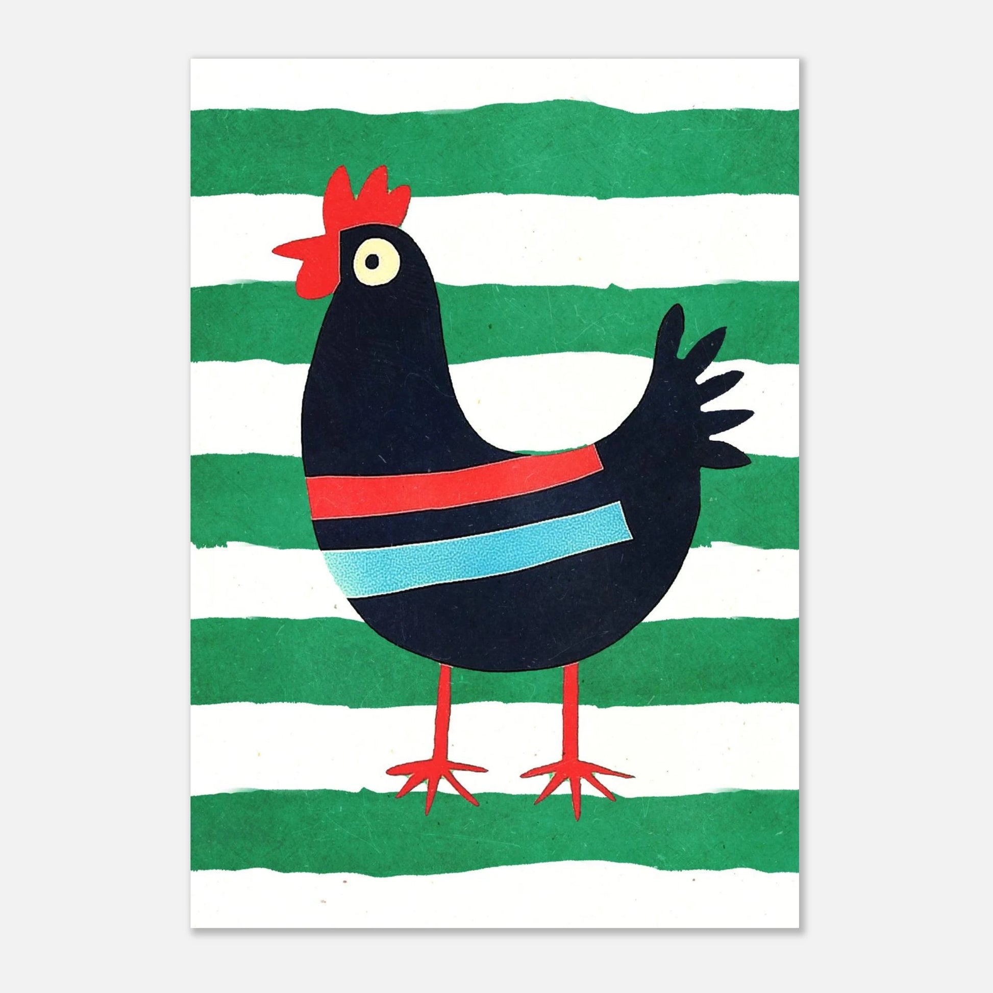 Inramad poster med färgstark tupp i modern design för köket