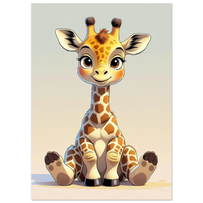 Illustration av en söt giraff med rosa kinder på ljus bakgrund