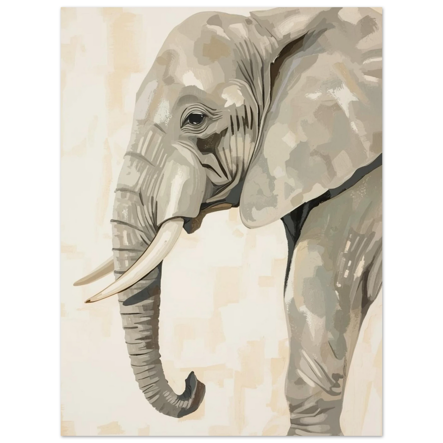 Ståtlig elefant med detaljerade penseldrag – Målad poster