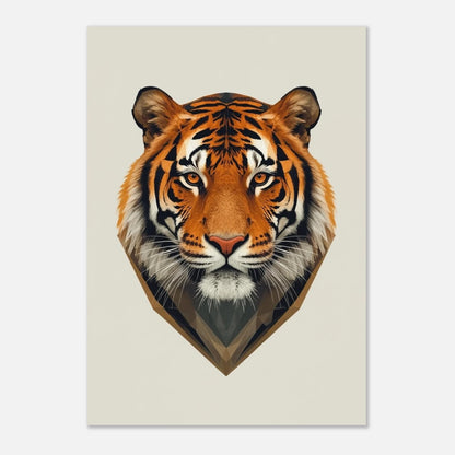 Konstnärligt tigeransikte med bärnstensfärgade ögon på en minimalistisk poster