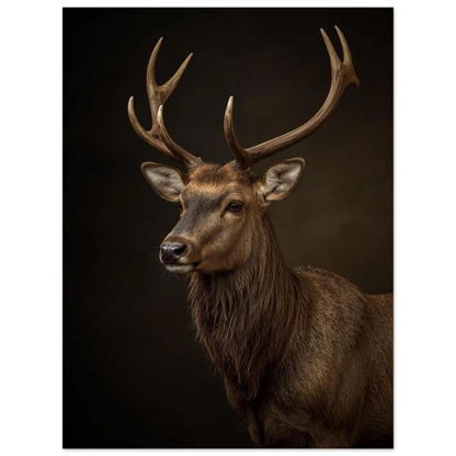 Ståtligt hjortdjur med fokus på horn och blick – naturposter