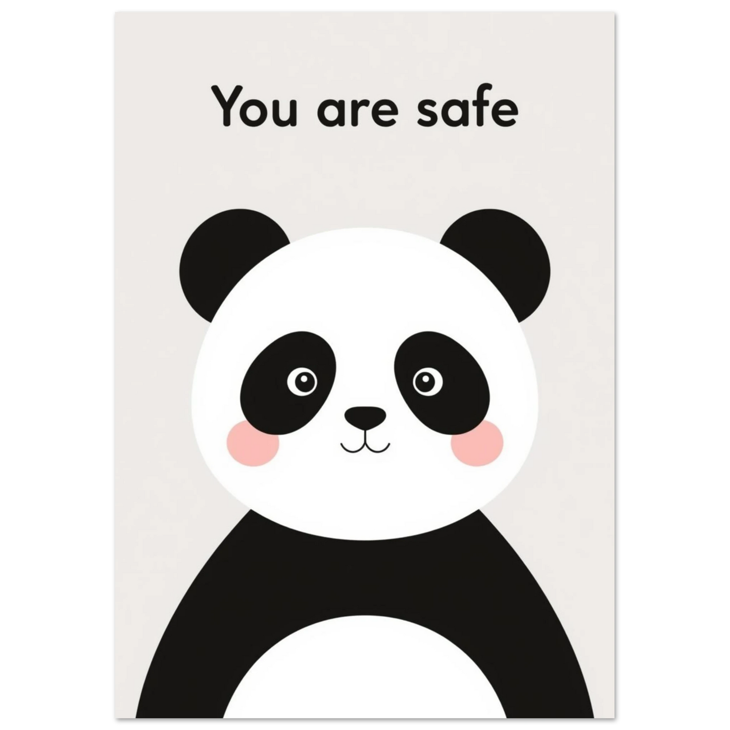 Minimalistisk djurposter med en vänlig panda och lugnande citat
