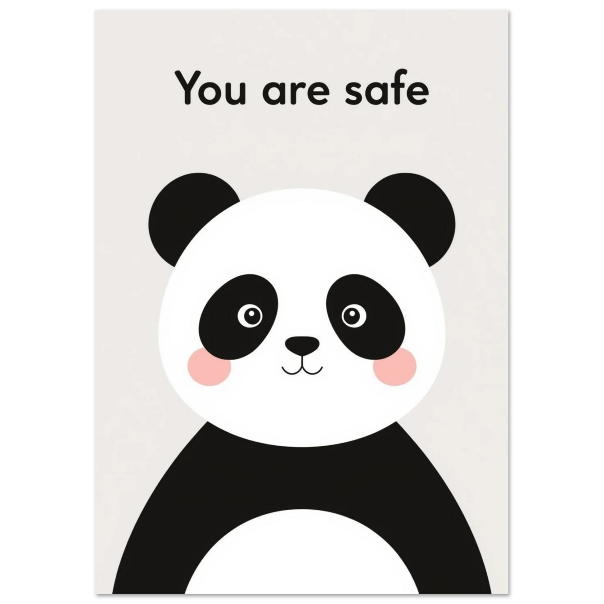 Minimalistisk djurposter med en vänlig panda och lugnande citat