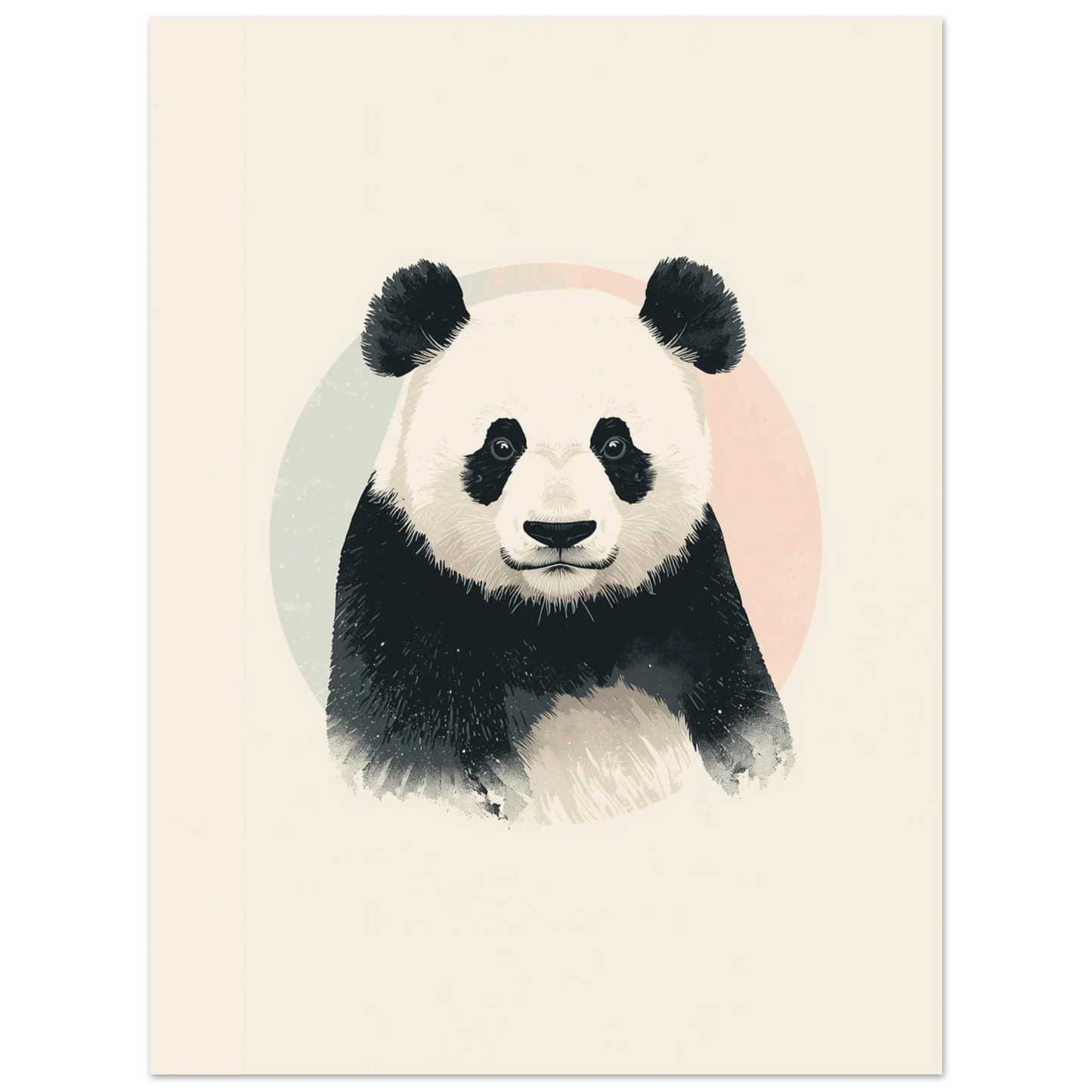 Sittande panda i modern grafisk stil mot en krämvit bakgrund, djurposter