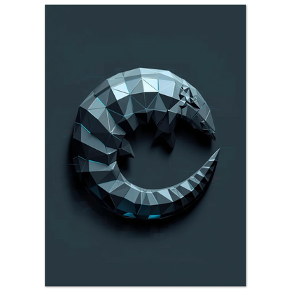 Digital illustration av en hoprullad myrkott i kantig 3D-stil