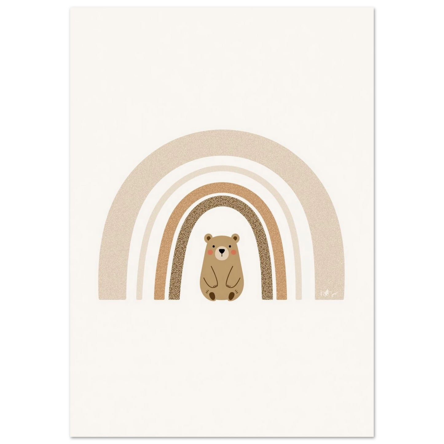 Minimalistisk djurposter med björn och regnbåge för skandinavisk inredning