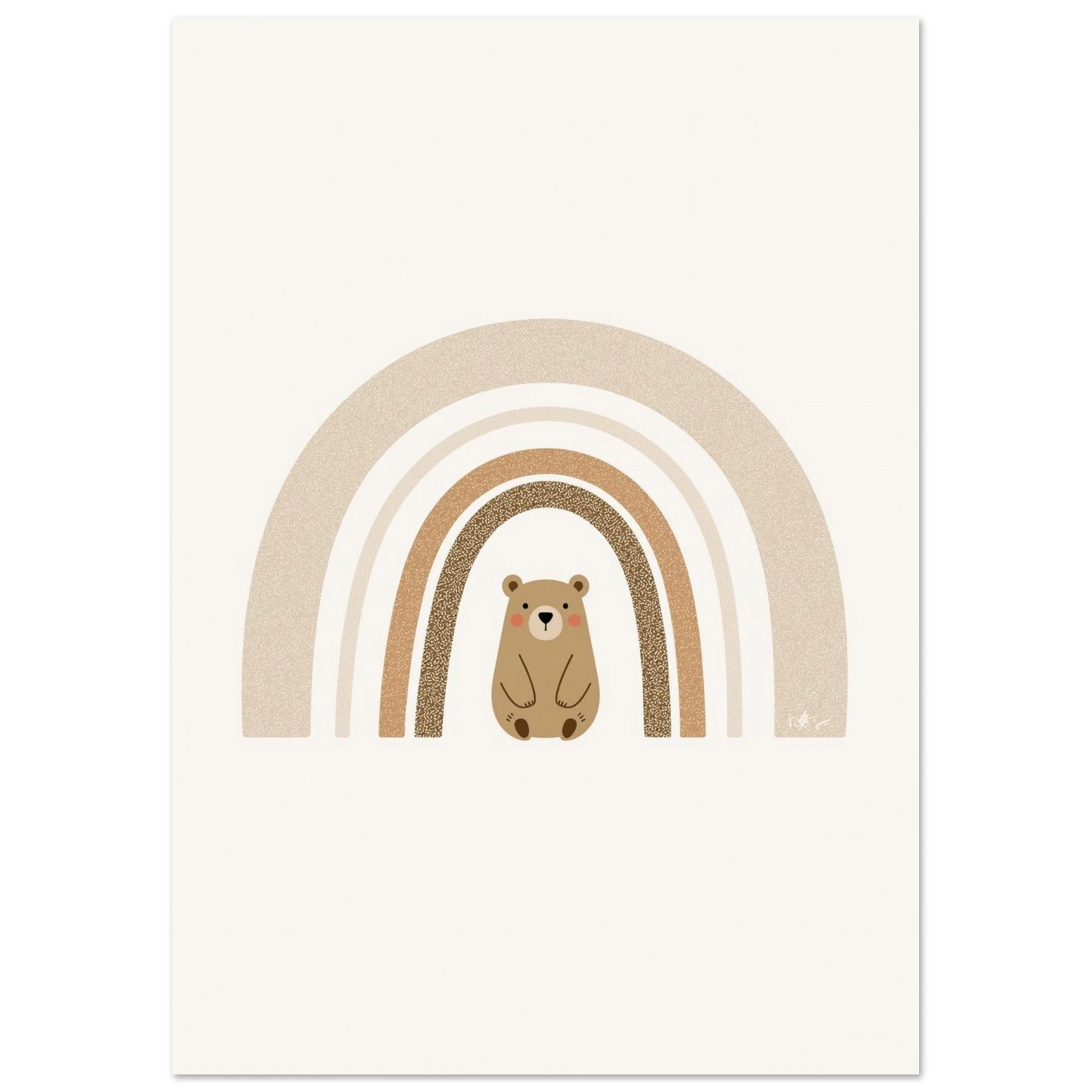 Minimalistisk djurposter med björn och regnbåge för skandinavisk inredning
