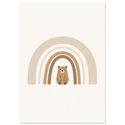 Minimalistisk djurposter med björn och regnbåge för skandinavisk inredning
