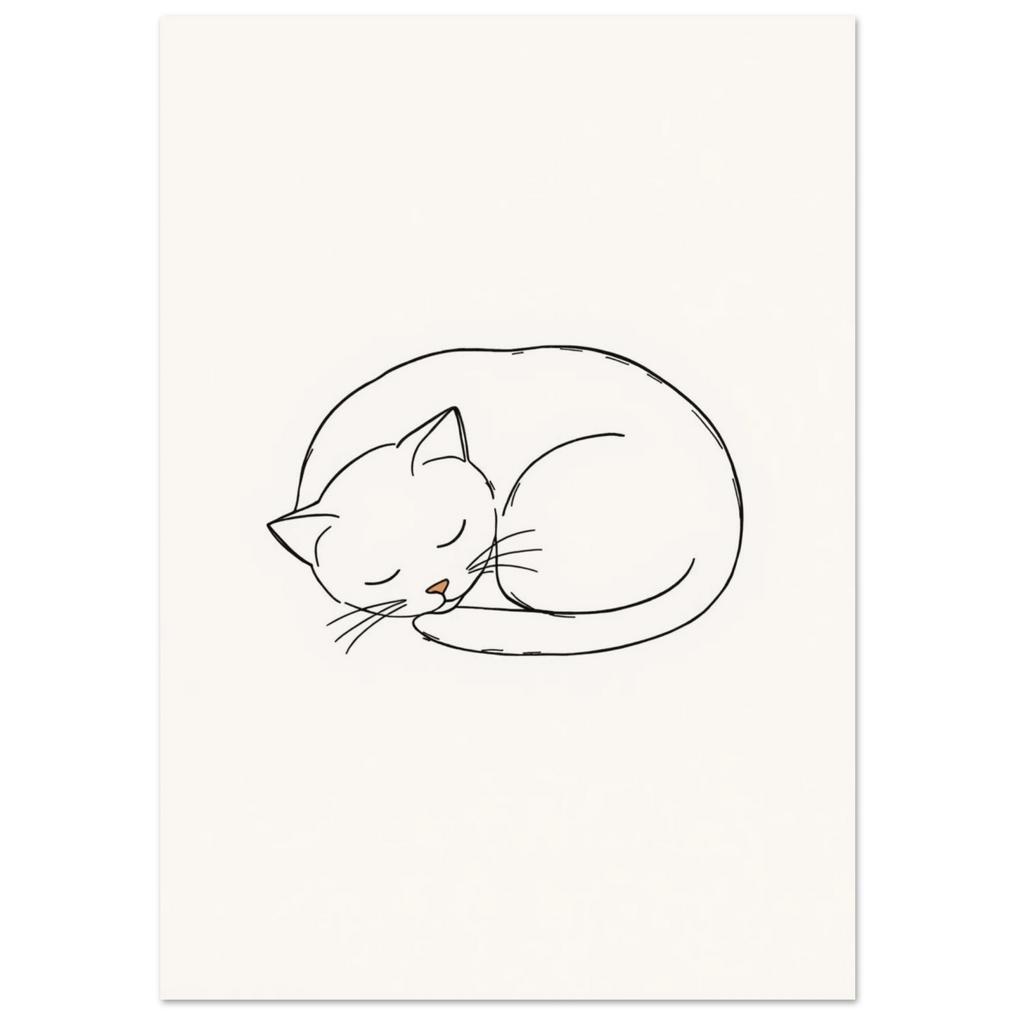 Harmonisk djurposter med en sovande katt i minimalistisk grafisk stil