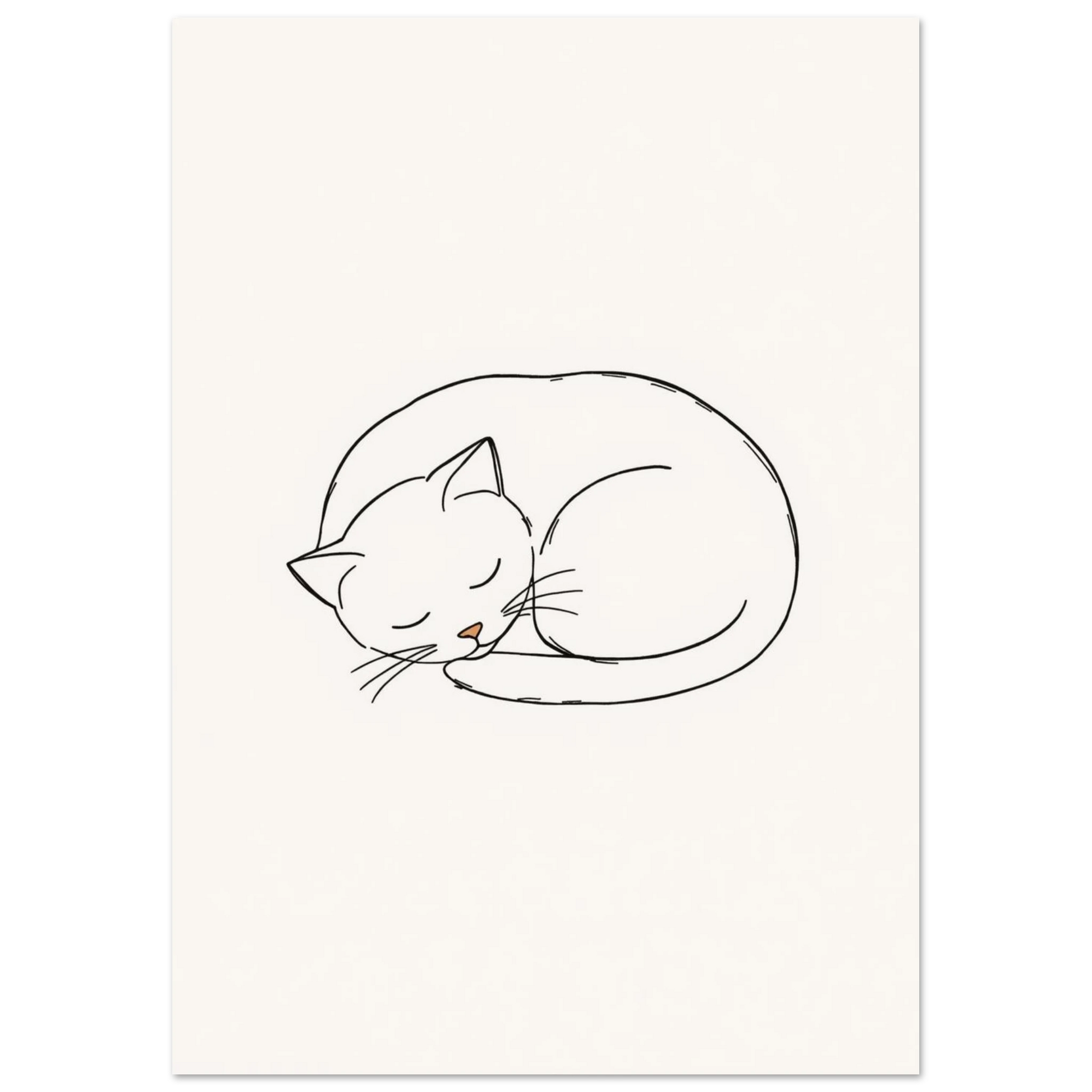 Harmonisk djurposter med en sovande katt i minimalistisk grafisk stil