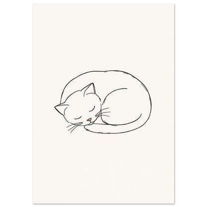 Harmonisk djurposter med en sovande katt i minimalistisk grafisk stil
