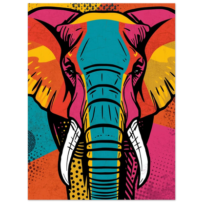 Modern djurposter föreställande en elefant i abstrakt patchwork-design