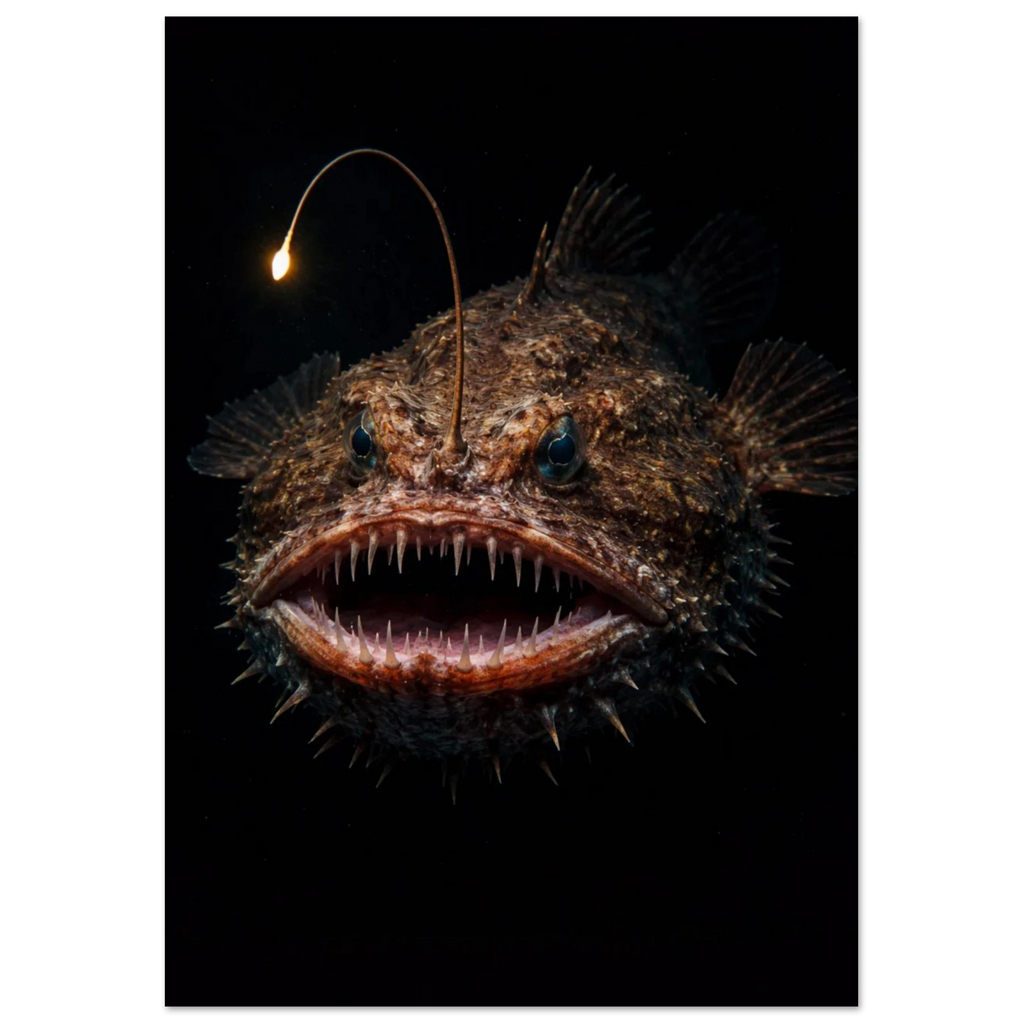 Marulk med öppen mun och lysande spröt framifrån – Fotorealistisk poster