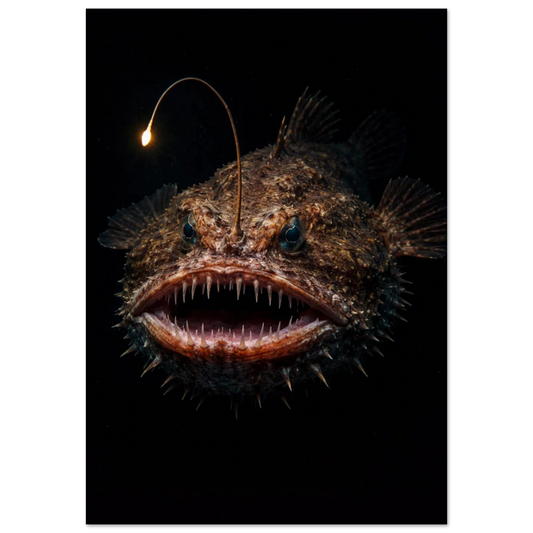 Marulk med öppen mun och lysande spröt framifrån – Fotorealistisk poster
