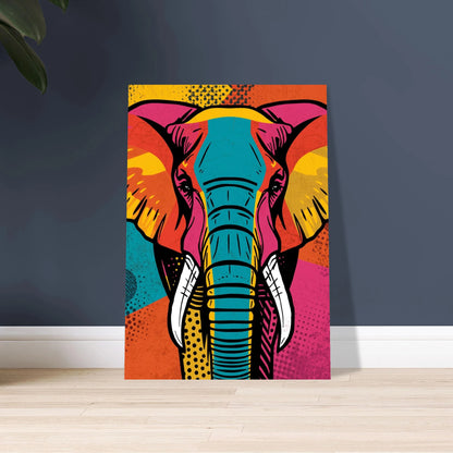 Elefant i popkonststil, färgstark och energisk patchworkdesign