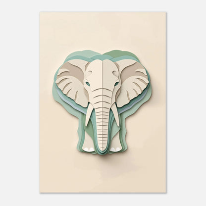 Modern djurposter föreställande en elefant i harmonisk grön färgskala