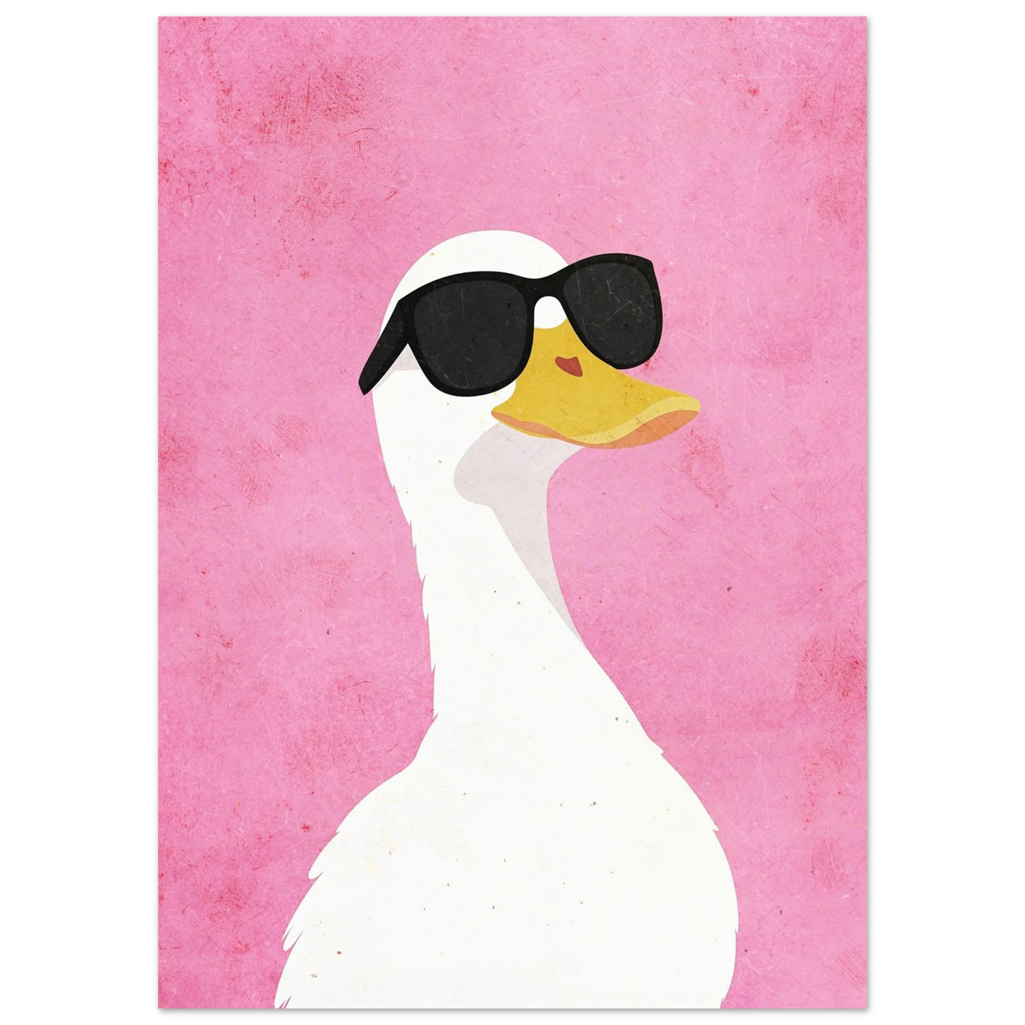 Närbild på cool anka i solglasögon, grafisk illustration för barnrum