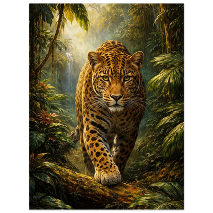 Närbild av leopard i djungeln, hela djuret syns – Målad poster
