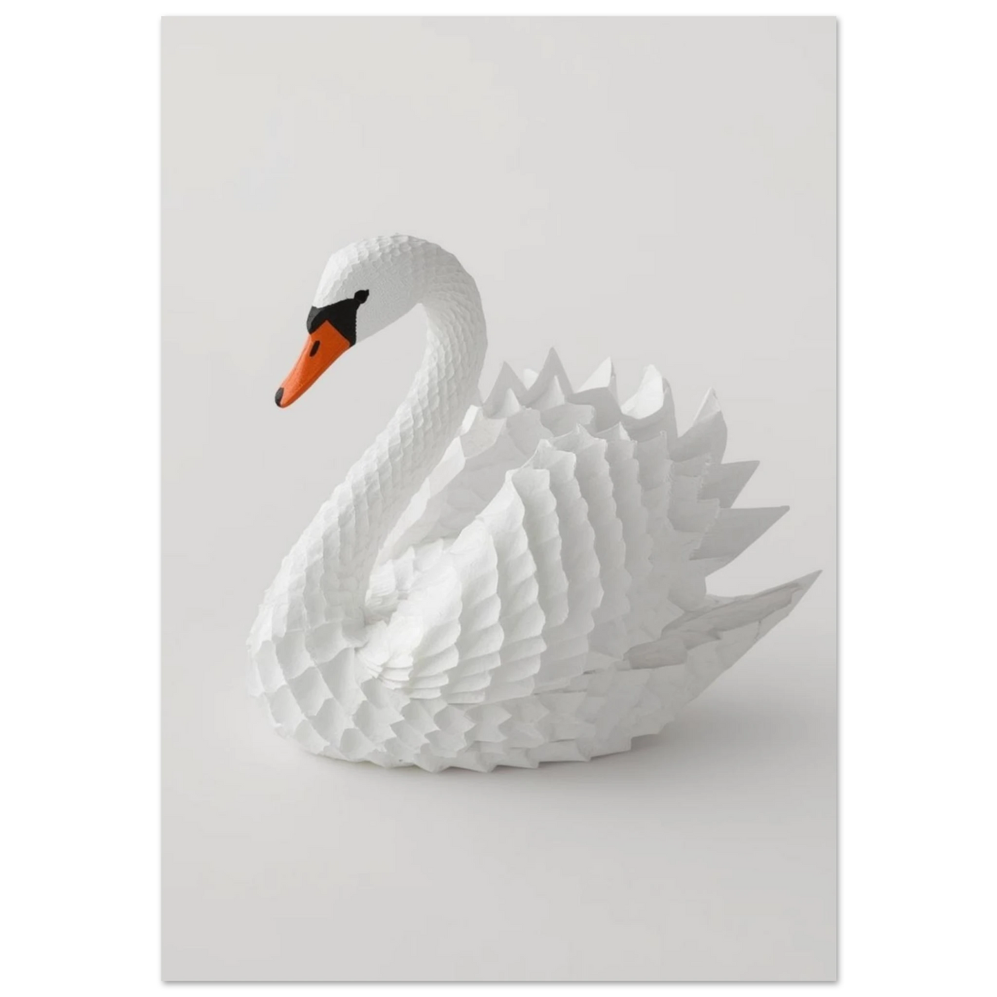 Vit svan i origami-stil med intrikata papperslager – konstnärlig djurposter
