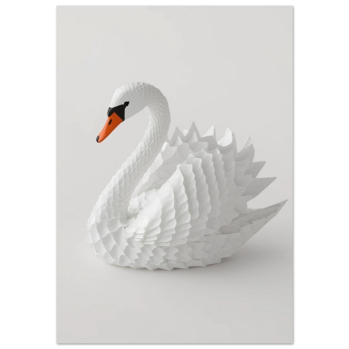 Vit svan i origami-stil med intrikata papperslager – konstnärlig djurposter