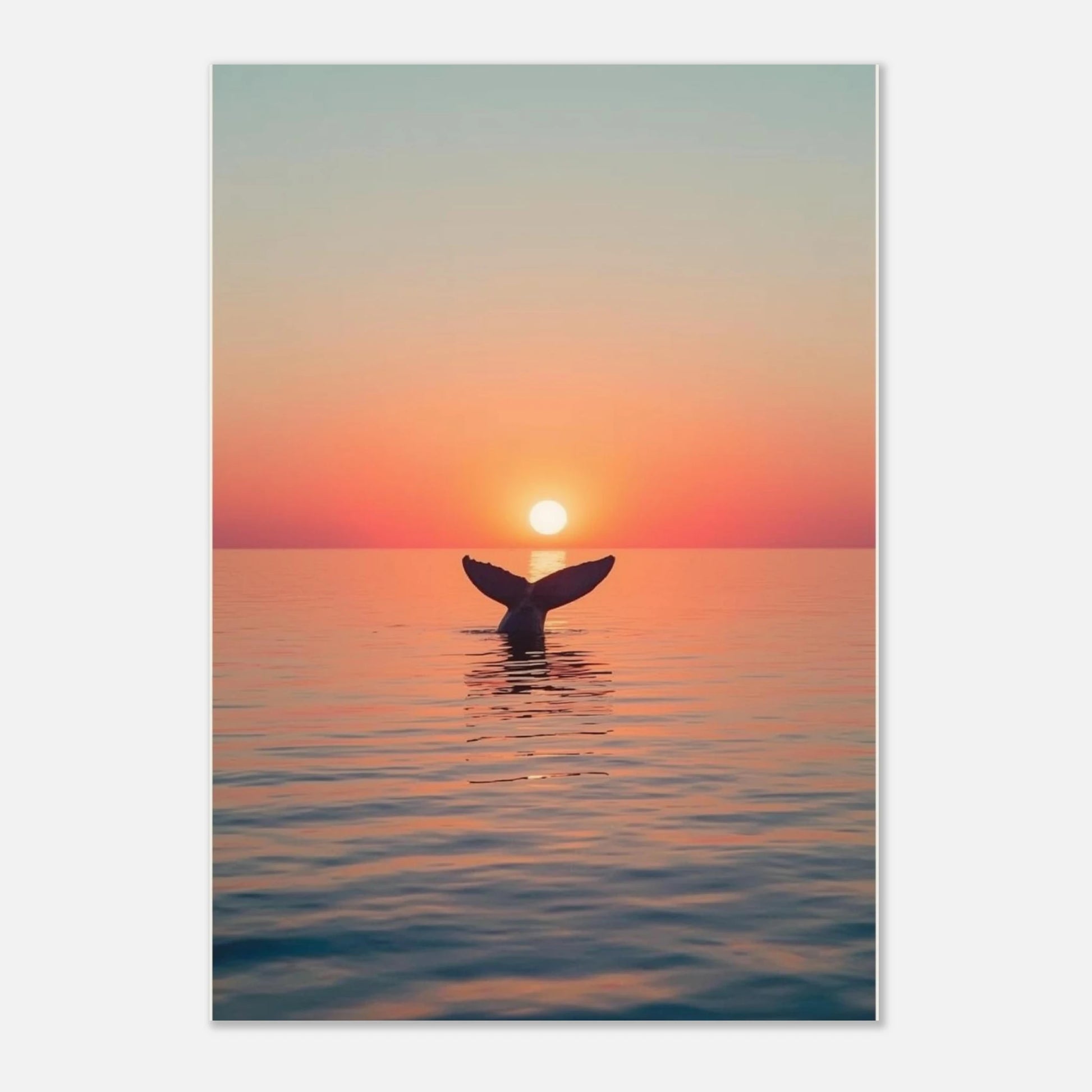 Majestätisk valstjärt i solnedgången, minimalistisk djurposter för vardagsrum