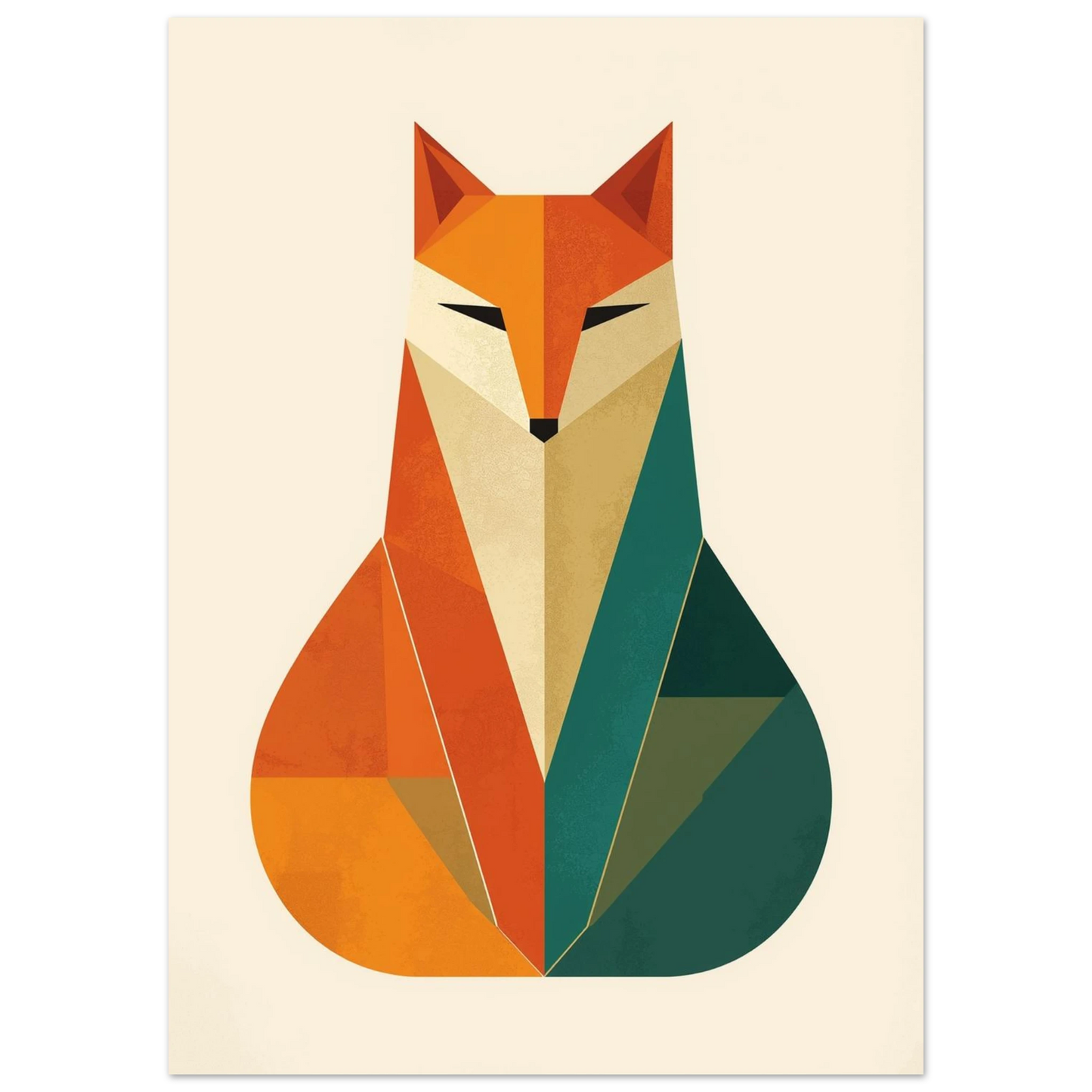 Minimalistisk illustration av en räv skapad med skarpa trianglar