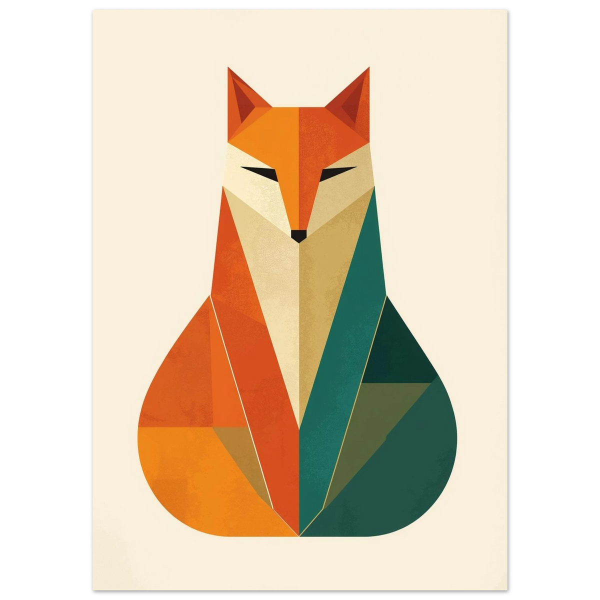 Minimalistisk illustration av en räv skapad med skarpa trianglar