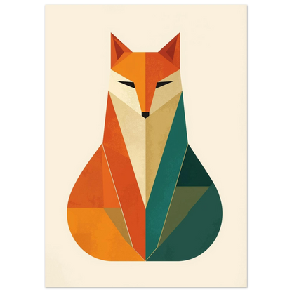Minimalistisk illustration av en räv skapad med skarpa trianglar