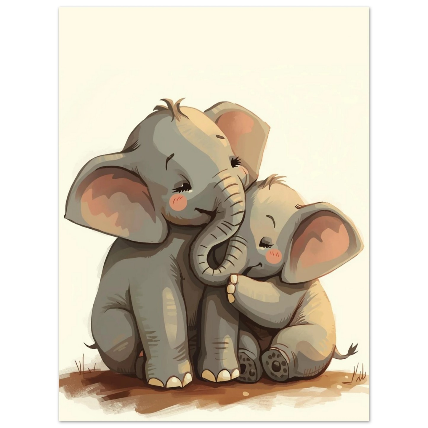 Kärleksfull elefantposter med en stor och en liten elefant