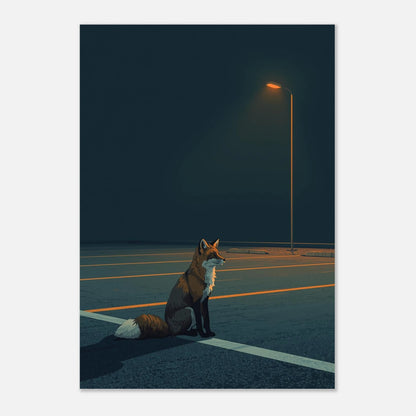 Minimalistisk rävposter med nattligt tema och varm ljussättning