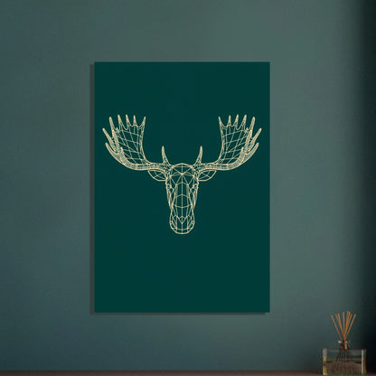 Stiliserad älg i geometrisk linjekonst, modern djurposter