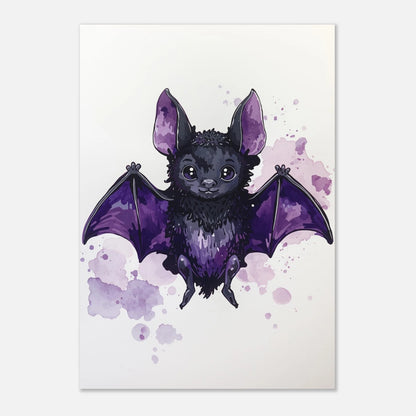 Lekfull djurposter med en lila fladdermus för barnrummet, grafiskt tryck
