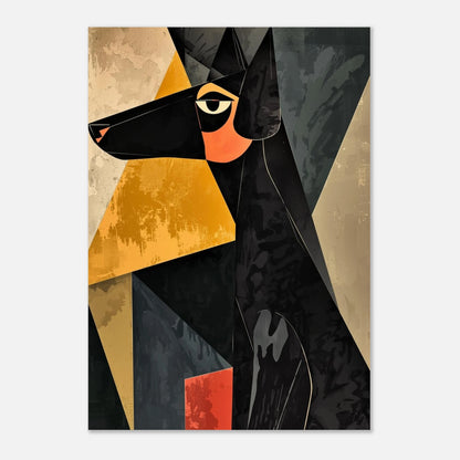 Konstnärlig hundposter med geometriskt mönster i dova färger för stilren inredning