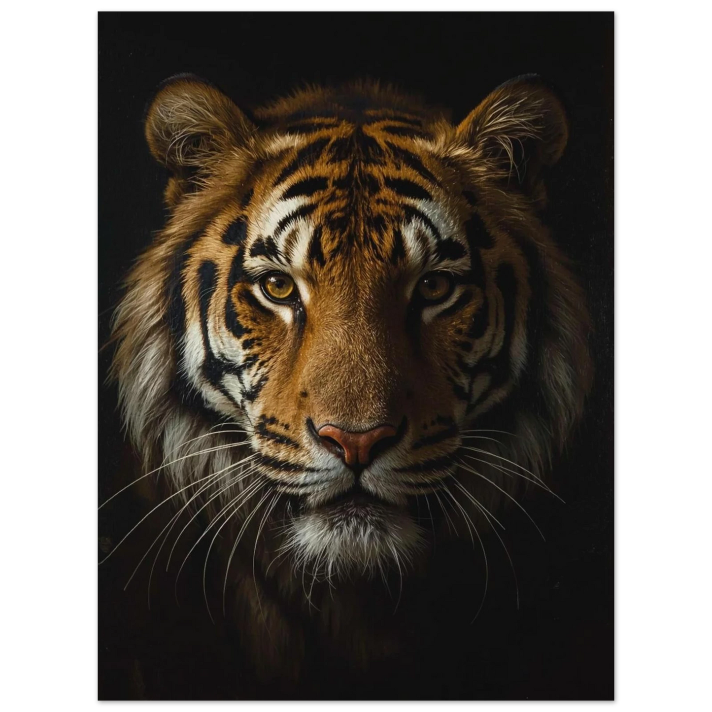 Tigerns intensiva blick fångad i ett konstnärligt porträtt med mörk estetik