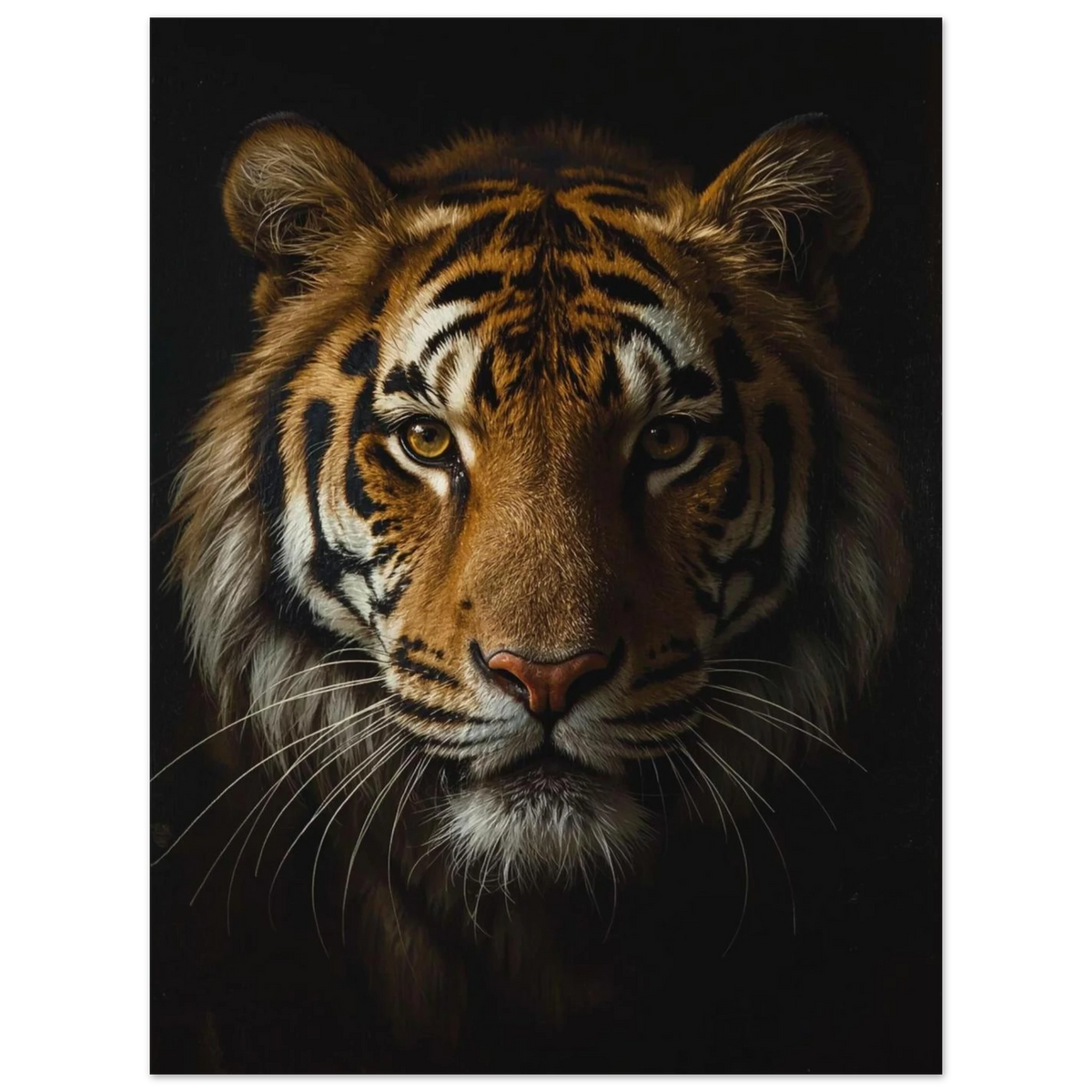 Tigerns intensiva blick fångad i ett konstnärligt porträtt med mörk estetik