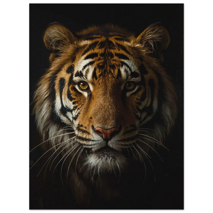 Tigerns intensiva blick fångad i ett konstnärligt porträtt med mörk estetik