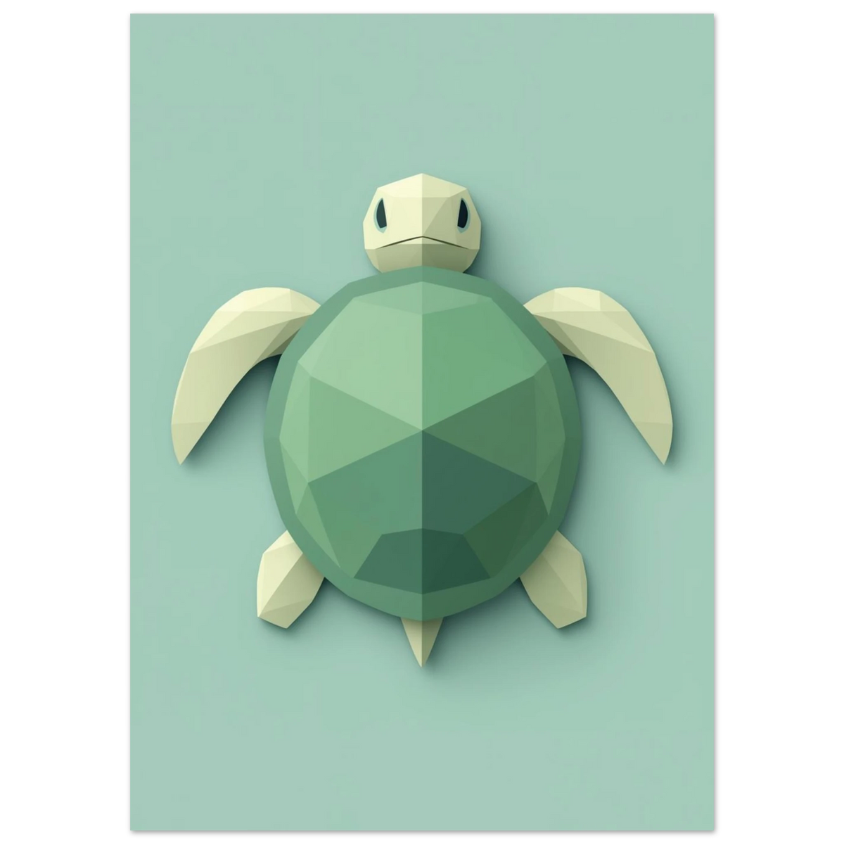 Modern djurposter med en geometrisk sköldpadda i minimalistisk design