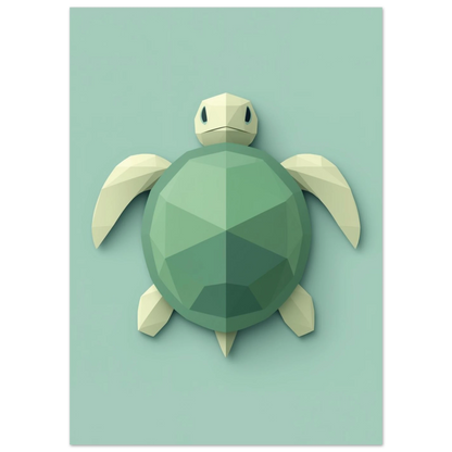 Modern djurposter med en geometrisk sköldpadda i minimalistisk design