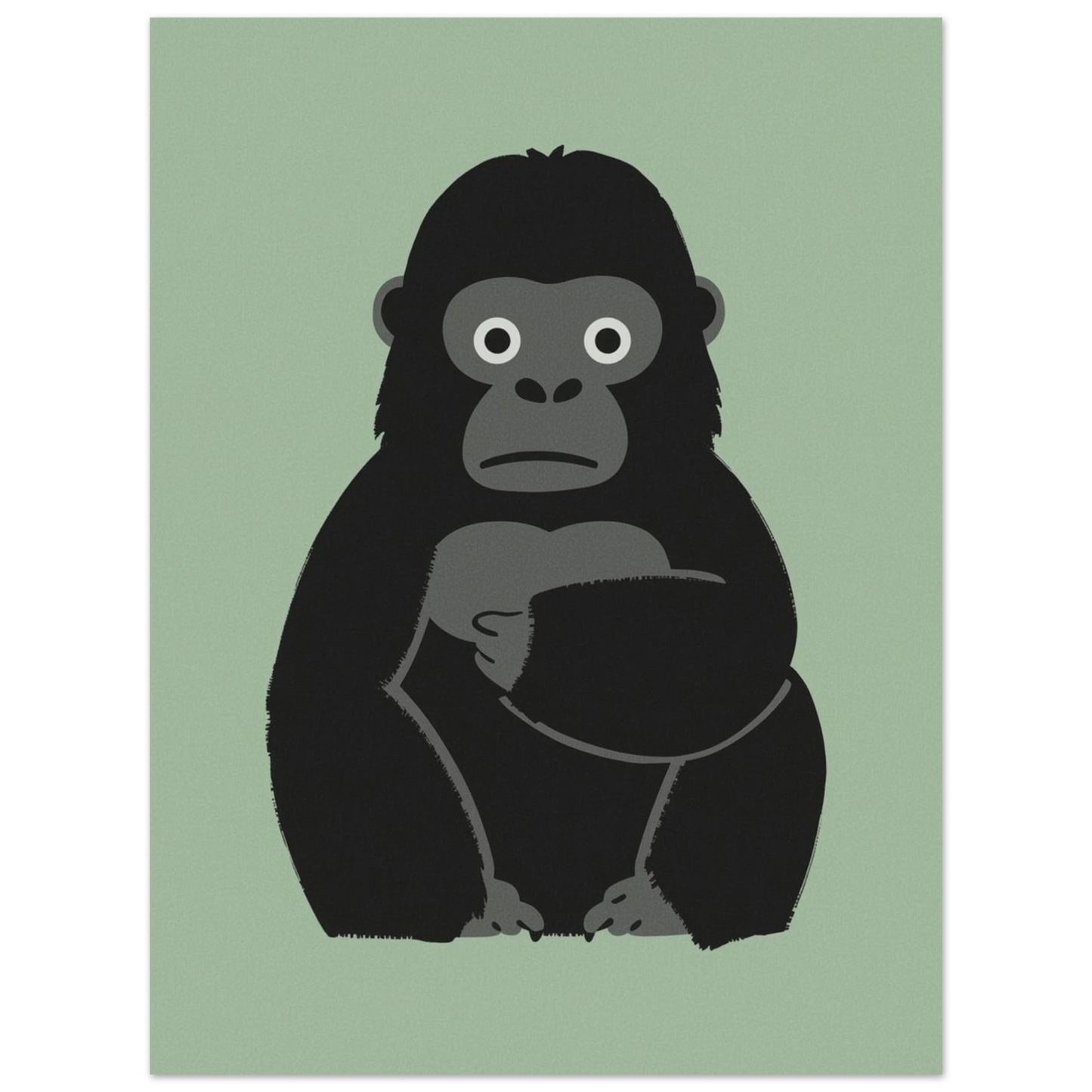 Modern konstposter med en gorilla i enkel form och borstad textur