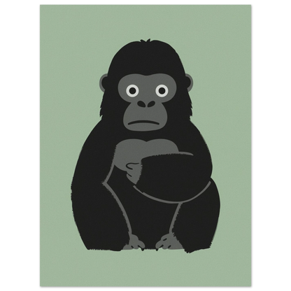 Modern konstposter med en gorilla i enkel form och borstad textur